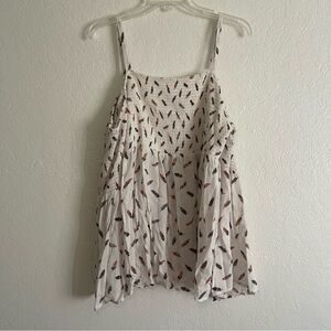 White Feather Print Sleeveless Top